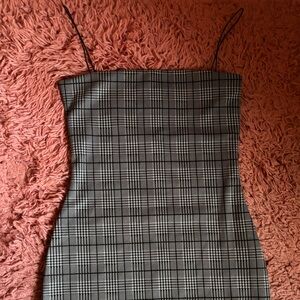Meshki Black and White Checkered Mini Dress